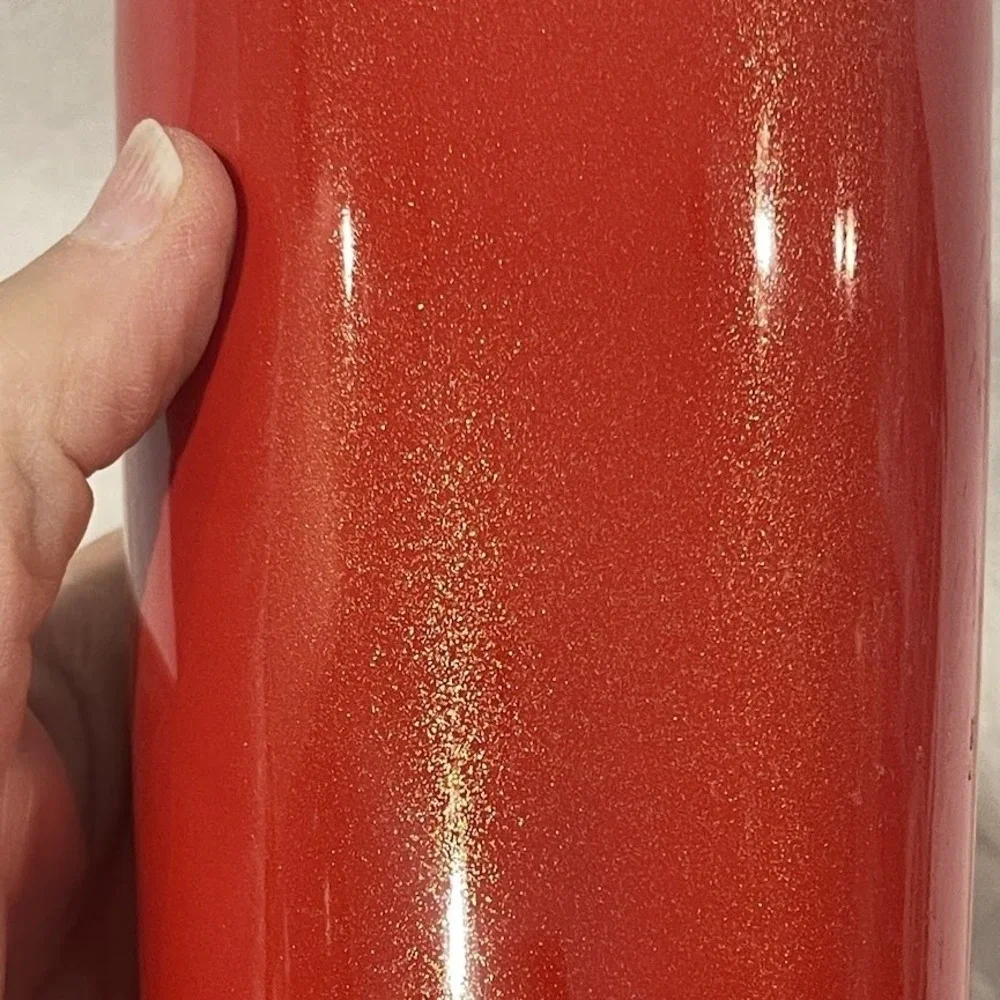 Starbucks Red Ceramic Travel Mug Tumbler 12 oz Glitter Holiday Lid Cup 6.5
